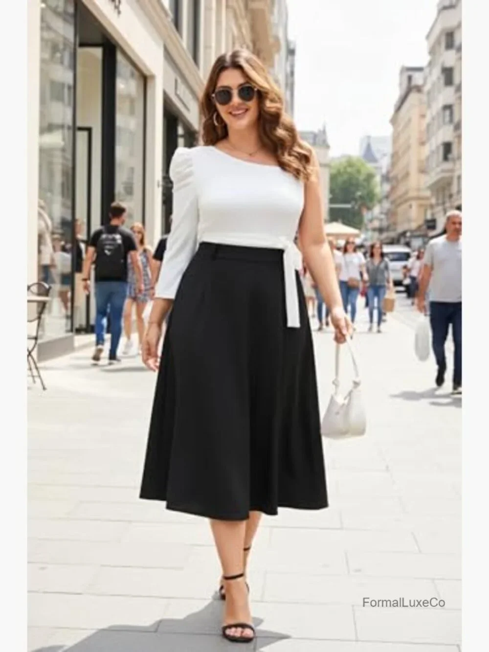 One Shoulder Ruffle High Low Bodycon Top Dress Tunics Blouse - Picture 6 of 7